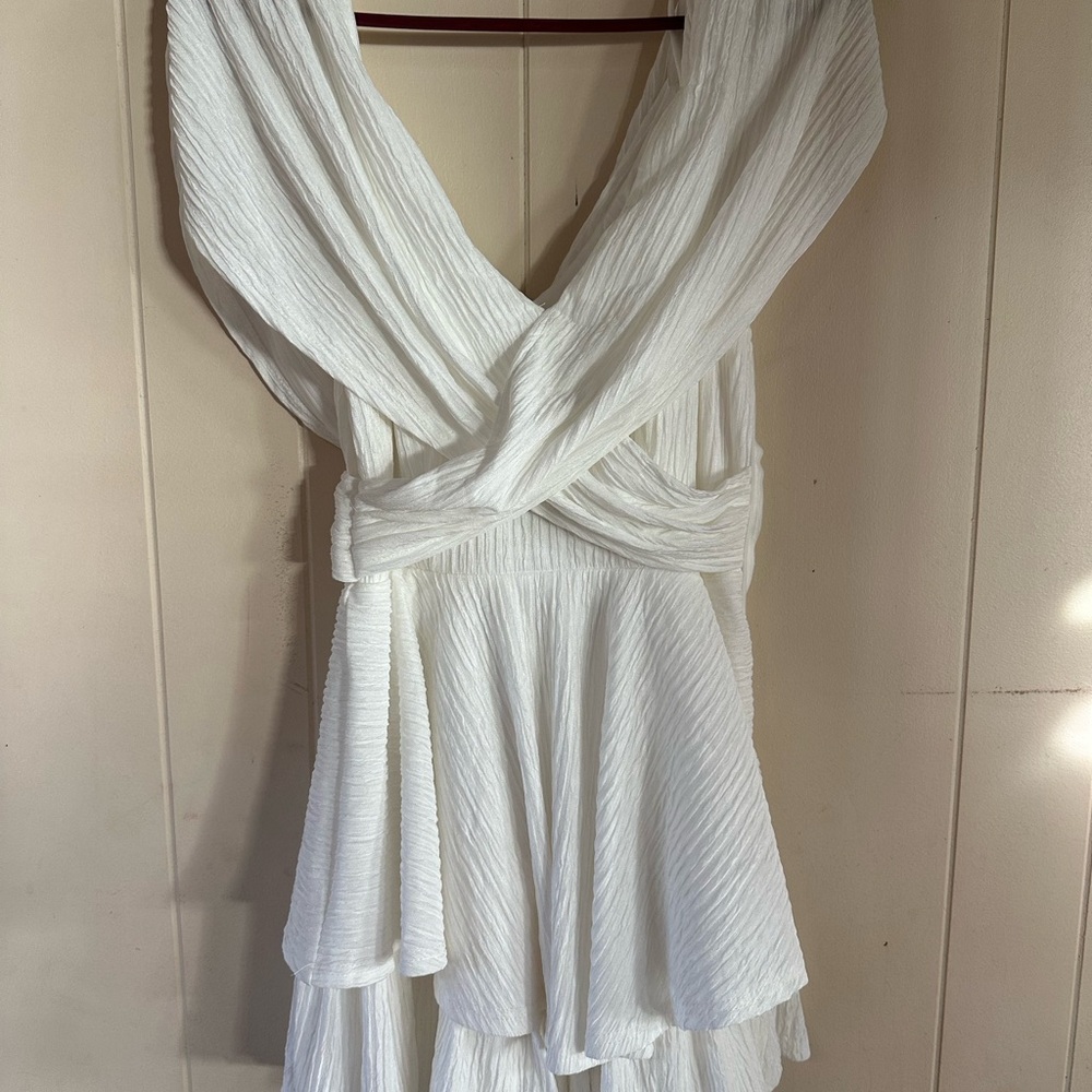Selfie Leslie Glory Crossover Bust Layered Hem Romper